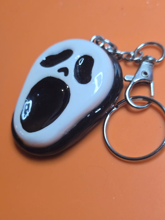 Ghost Face Worry Stone Keychain - PeachCharmory