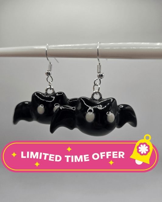 Glow in the Dark Cat Bat Earrings - PeachCharmory