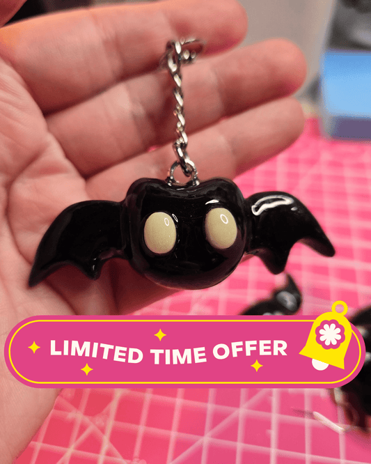 Glow in the Dark Cat Bat Keychain - PeachCharmory