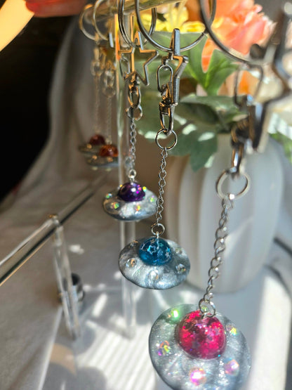 UFO Keychain with Glow in the Dark Underside Lights - PeachCharmory